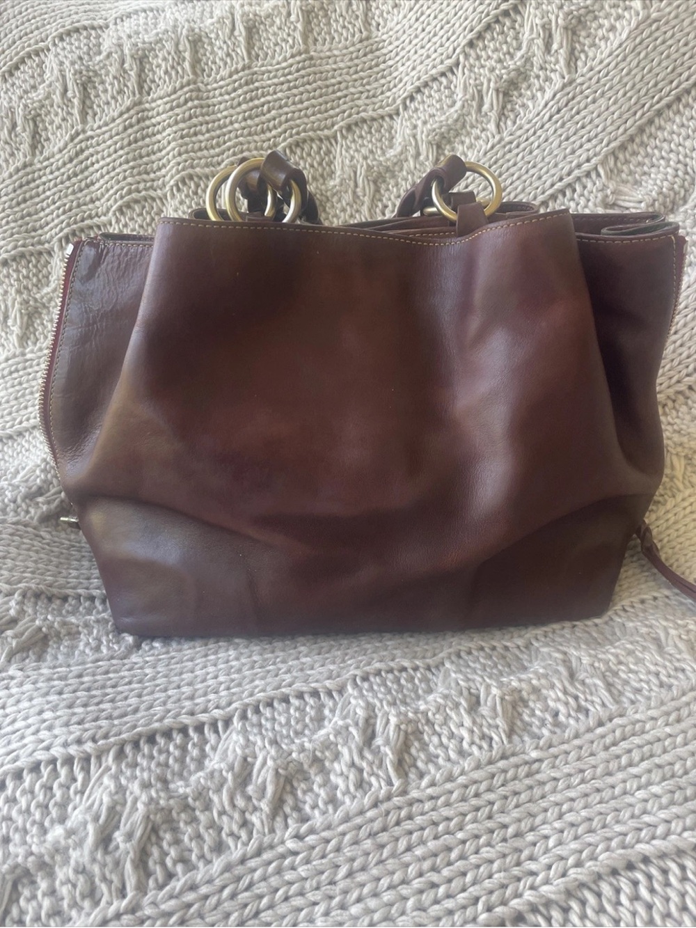 🤎❤️Dooney & Bourke Side Zip Barlow Shoulder Bag Florentine Leather -Chestnut- - Picture 4 of 16